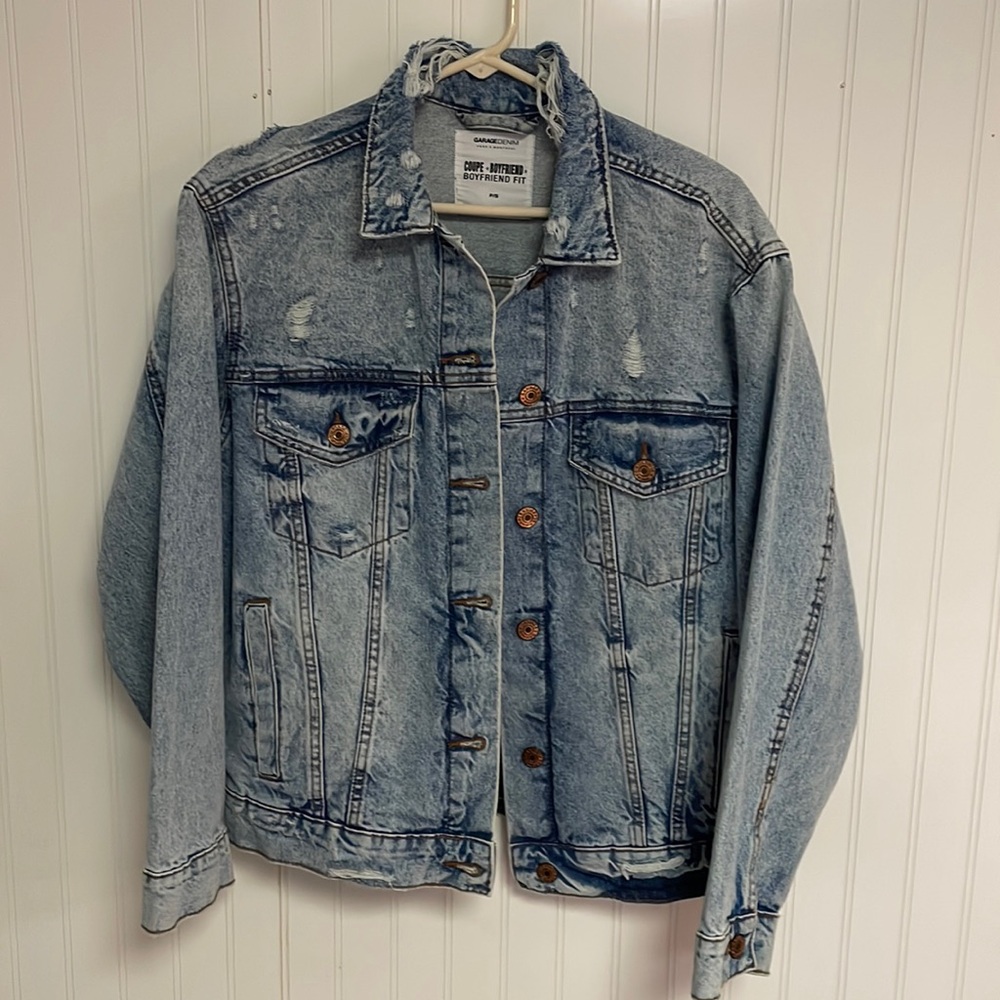 Women’s Distressed Garage Brand Denim Jacket